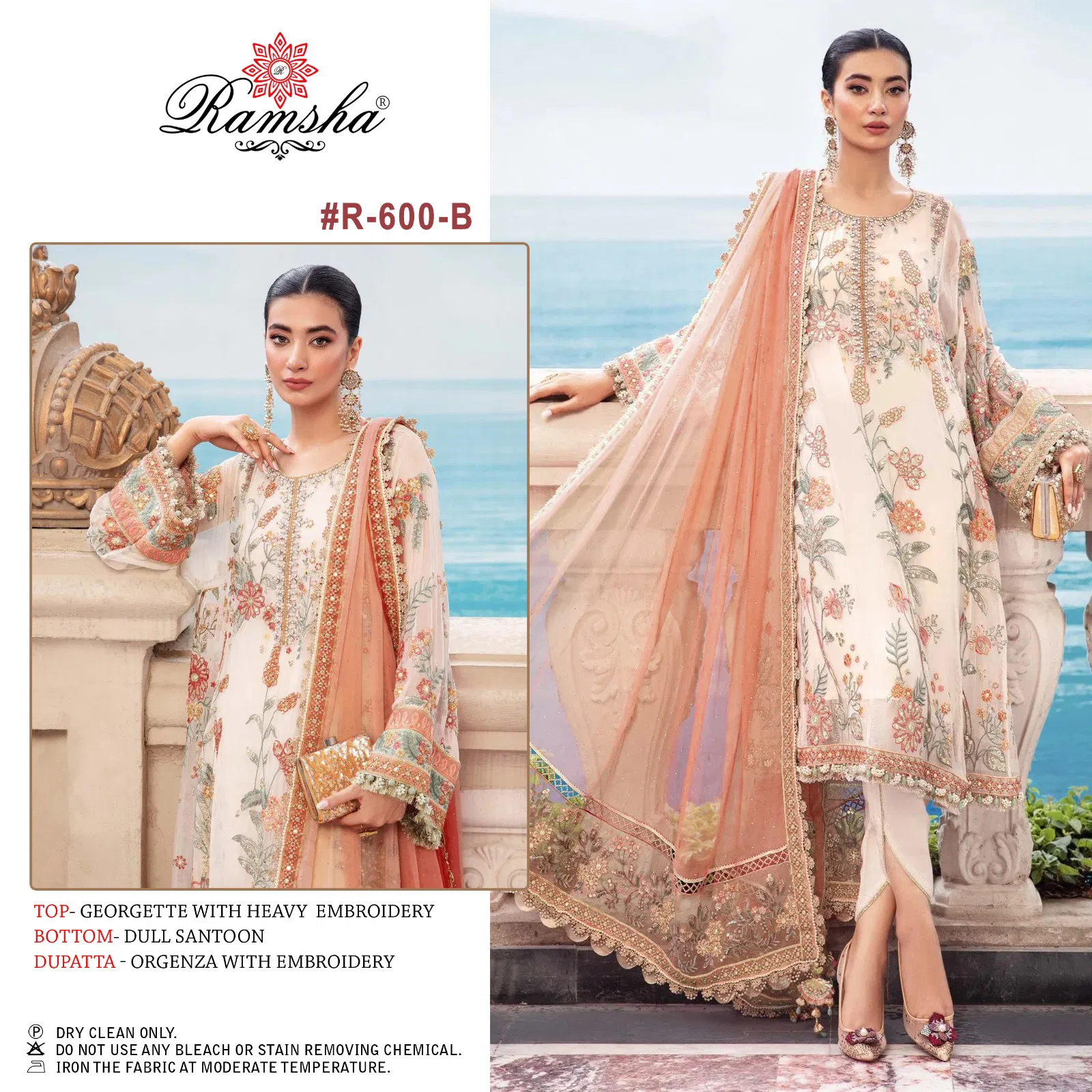 Ramsha R 600 Nx Georgette Pakistani Dress Material Catalog
